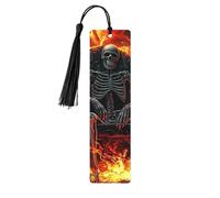 Black Light Skull King Terror Hell with Lava and Crows Double-Sided Printed Wooden Bookmarks 5pcs, Women Presents for Book Lovers Cool Notebook Accessories Birthday Presents for Men(5 Piece Set)