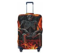 Black Light Skull King Terror Hell with Lava and Crows Elastic Travel Luggage Cover Suitcase Protector, Print Suitcase Baggage Cover Anti-Scratch