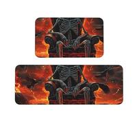 Black Light Skull King Terror Hell With Lava And Crows Rug Cushioned Kitchen Rugs Sets Of 2 Comfort Standing Mat For Home Decor Sink,Kitchen Mats For Floor Non Slip Washable ，Laundr 17"X47"+17"X30"