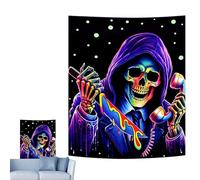 Black Light Tapestry for Bedroom, Skull Tapestry | UV Reactive Terror Skull Tapestry - Terror Skull Tapestry Wall Decor For Living Gaming Room Dorm