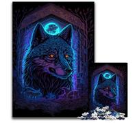 Black Light Wolf JigsawPuzzle 1000 Pieces for Adults Puzzles for Adults DIY Home Decor Gift, Brain Teaser Game 50x75CM/19.68x29.52inch
