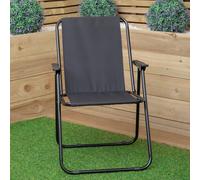 Black Lightweight Foldable Canvas Chair With Plastic Armrests - Single - Samuel Alexander | TJ Hughes