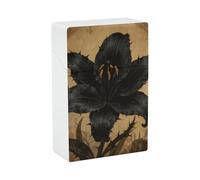 Black Lily Gothic Cigarette Case Stylish Plastic Cigarette Holder Box for Women Men Portable Crush-Proof Cigarette Organizer