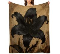 Black Lily Gothic Flannel Fleece Throw Blanket Soft Cozy Throws for Couch Sofa Bed Farmhouse Blanket Comfort Decorative Travel Blankets Lightweight All Season 40"x50"