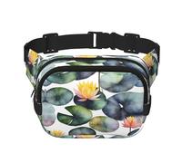 Black Lily Pads 1 Print Men and Women Square Double Layer Waist Bag Workout Crossbody Travel Waist Bag, Black, One Size