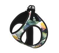 Black Lily Pads 1 Print Step in Dog Harness and Leash Set,Adjustable Reflective Harness for Small Dogs Cats