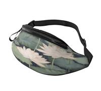 Black Lily Pads Fanny Pack Waist Bag for Men Women Bum Bag with Headphone Jack and Adjustable Belt for Biking Running Jogging Traveling Outdoors Workout Cycling Fitness Hiking