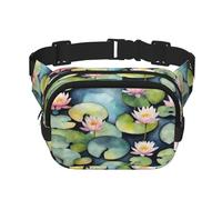 Black Lily Pads print Fashion Waist Packs Crossbody Belt Bag Fanny Pack for Women Crossbody for Traveling Running, Black, One Size