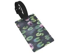 Black Lily Pads Print Luggage Tags Quick Install Airplane Travel Essentials for Suitcases Durable PVC Bag Tag