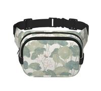 Black Lily Pads Print Stylish and Practical Waist Bag,Adjustable,Perfect for Travel,and Outdoor Activities