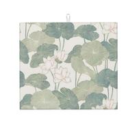 Black Lily Print Absorbent Drying Mat Kitchen Hanging Loop Good for Dishes Small Appliances