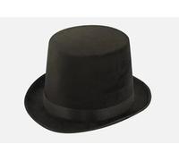Black Lincoln Velour Hat - Classic Victorian Steampunk Tall Top Hat Fancy Dress Costume Accessory for Men & Women - One Size