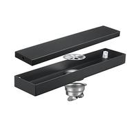 Black Linear Shower Drain, 304 Stainless Steel Rectangle Linear Shower Floor Drain,with Tile Insert Grate,Adjustable Leveling Feet,Hair Strainer,68 x 600 mm，68 x 700 mm