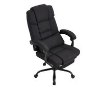 Black Linen Fabric Office Chair Boss Chair w/ Soft Lumbar Pillow& Footrest