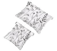 Black Lines Meadow Wild Flowers and Tree Leaves Pocket Cosmetic Bag, Waterproof Squeeze Makeup Bag No Zipper Self-Closing, Portable Mini Travel Storage for Headphones Jewelry