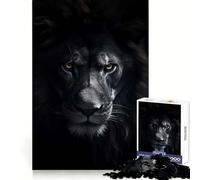 Black Lion Angry King Jigsaw Puzzle 1000 Piece for Teenagers Strategic Think Mind Soothing Fun Clean Cut Merry Gift (38X52CM)