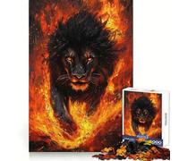 Black Lion Emerging Flames Jigsaw Puzzles for Adults1000 Pieces Improve Memory Cozy Relaxation Laser Cut Fine Xmas Gift (38X52CM)