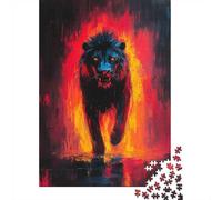 Black Lion Emerging from Fire Jigsaw Puzzle for Adults, 1000 Pieces, 38x26cm/1000pcs, Fresh Winter Hobby, Relaxing Home Time And January Evenings