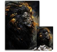 Black Lion in Gold Jigsaw Puzzles 1000 Pieces for Adults Impossible Jigsaw Puzzles for Adults Brain Challenge for TeenagersHome Decor 1000 PCS(75x50cm)