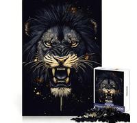 Black Lion Roar Adults Puzzles 1000 Piece Jigsaws Mind Challenge Quiet Enjoyment Accurate Cut Unique Gift (38X52CM)