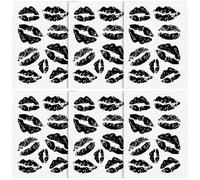 Black Lip Print 6 Sheets Temporary Tattoo Paper for Body Stickers
