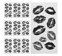 Black Lip Tattoo Decals 10 Sheets Temporary Face Body Stickers | Ink and Waterproof Glue, Decorative Design with Realistic Effect, Easy Application for Events, Cosplay, Women and Dancers