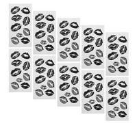 Black Lip Tattoo Stickers 10 Sheets Temporary Cosmetic Decals | Ink, Waterproof Glue and Paper Build, Easy Application, Comfortable Wear, Festival and Cosplay Use