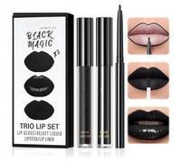 Black Lipstick Matte Waterproof Long-Lasting Moisturizing Velvet Lip Gloss One-Step Lip Makeup Set for Everyday and Holiday Gifts