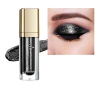Black Liquid Glitter Eyeshadow & Eyeliner - Smudge-Proof Waterproof Long-Lasting Shimmer Sparkly Cream for Precision Winged Liner and Smoky Eye Makeup, Metallic Makeup Liquid Glitter with Reflective
