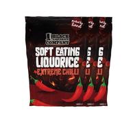 Black Liquorice Company Extreme Chilli Soft Eating Liquorice (3 x 165g - Total 495g) Hot Chilli Liquorice Sweets Multipack. Premium Soft & Chewy Liquorice Snacks Gift Bundle.