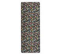Black Little Flowers yoga and pilates mat for floor workouts printed, non slip, towel for yoga mat and bag tapete para ejercicio 71x26 inches