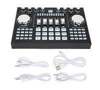 Black Live Sound Card Live Sound Card Big Knob Bluetooth 5.0 DSP Noise Canceling HiFi Mini Mixer with RGB Lights, Portable Bluetooth Live Sound Card Mixer Board Live Sound Card(black)