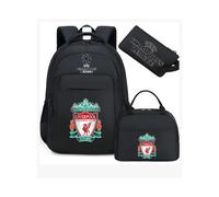 (Black Liverpool) Football star peripheral backpack student schoolbag three-piece lunch bag pencil bag children men's style