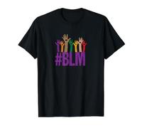 Black Lives Matter #BLM Raised Hands Together Protest Peace Value Graphic T-Shirt, Men, Black, L