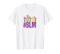 Black Lives Matter #BLM Raised Hands Together Protest Peace Value Graphic T-Shirt, Men, White, S