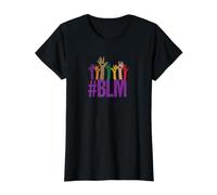 Black Lives Matter #BLM Raised Hands Together Protest Peace Value Graphic T-Shirt, Women, Black, M