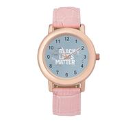 Black Lives Matter Women's Watch Pink Rose Gold Strap Wristwatch Minimalist Easy Reader Watchec