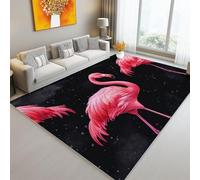 Black Living Room Area Rug 80 x 150 cm, Watercolor Elegant FlamingosSoft & Easy Care Doormat Non-Slip Underside Home Decor - Carpets Area Mats for Kids Boys Girls Bedroom