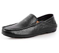 Black Loafers Mens Smart Comfy Slip On Leather Moccasins Round Toe Business Office Formal Shoes Black 9.5 UK