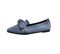 Black Loafers Women Ladies Flat Shoes Size 6 Comfortable Flat Shoes for Women Standing All Day Pointed Toe Mesh Dress Comfort Breathable Bow Soft Knit Slip Ons Ballets for Wedding Nine Sandals (Blu