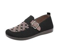 Black Loafers Women Ladies Flat Shoes Size 6 Women Foot Stirrup Casual Comfortable Cotton Lightweight Round Head Flat Heel Soft Bottom Casual Shoes Womens Size 9 (Black,6.5)