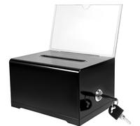 Black Lockable Suggestion Box with Key & Transparent Sign Holder, Charity Donation Collection Box, Ballot Boxes, Cash Collection Container for Fundraising, Voting, Raffle Ticket Office Events