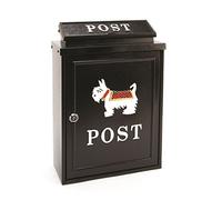 Black Lockable Wall Hanging Post Mail Letter Box with Scotty Dog Design