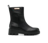 Black Logo Plaque Ankle Boots Side Zip - female - Twinset - Ankle Boots - Black - 7 UK - Shoes 7 UK