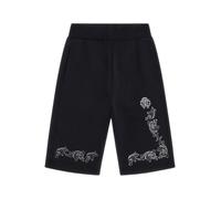 Black Logo Print Cotton Joggers- male- Roberto Cavalli- Sweatpants- Black- 8 Y- Kids 8 Y