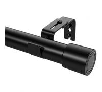 Black Long Curtain Pole 84-290cm, 25mm Dia Extendable Metal Curtain Rod for Wide Windows, Eyelet Curtains, Living Room & Bedroom