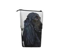 Black Long Hair Cocker Spaniel Dog,Standing Pencil Holder Stationery Bag Pencil Pouch Organizer Telescopic Pencil Case