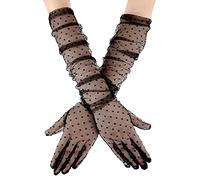Black Long Lace Gloves Elegant Tea Party Gloves Bridal Lace Gloves for Women Wedding Halloween Parties