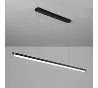 Black Long Tube Pendant Light, Ultra-Thin Metal Flute Hanging Lamp with Acrylic Shade, Linear Dining Room Suspension Lamps, Modern LED Long, Simple Kitchen Island Lights