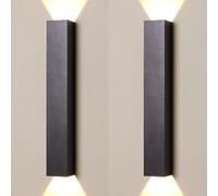 Black Long Wall Sconce Modern LED Linear Wall Lamp Rectangle Up Down Porch Wall Light 6W 3000K Indoor Hardwired Aluminum Long Strip Wall Sconces for Bedroom Hallway Living Room Stairs